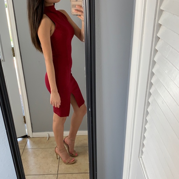 Burgundy body con dress - Picture 4 of 8